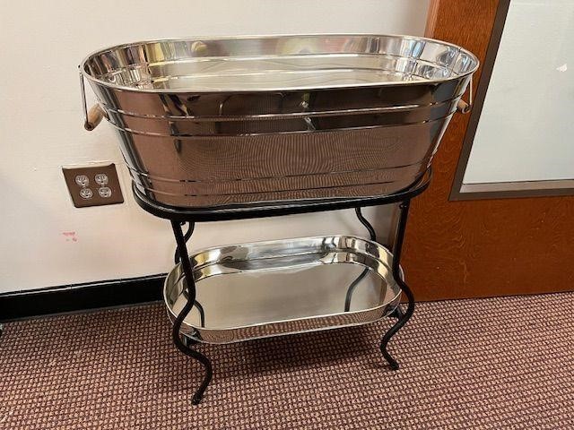Decorative Ice Bucket with Stand and Storage Below