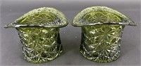 2 Fenton Green Daisy Button Tophats