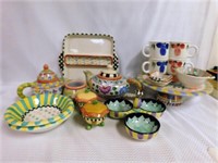 17 pc. HAND PAINTED DISHES