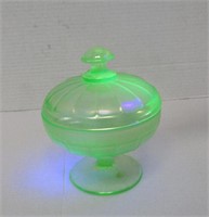 Uranium Glass Covered Candy Dish