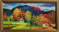 "Autumn Village14,5x28"Original Painting-Antanenka