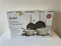 10pc goodful clean ceramic cast aluminum cookware