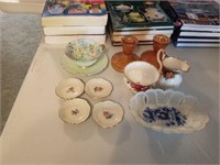 VINTAGE CANDLE HOLDERS, AND CUPS, SAUCERS AND
