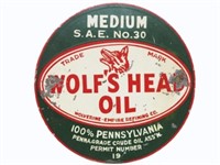 WOLFS HEAD OIL DS METAL PAINTED SIGN