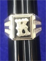 Sz.5 Sterling Silver K Ring 6.68 Grams
