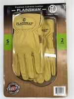 2 New Pair Plainsman Leather Work Gloves Size S