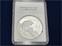 2002 “year of the tiger” .999 fine 1 ounce silver