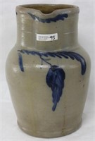 PA STONEWARE HANDLED PITCHER WITH BLUE