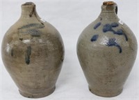 TWO EARLY 19TH C. OVOID JUGS, SMALL SIZE 1/2 GAL,