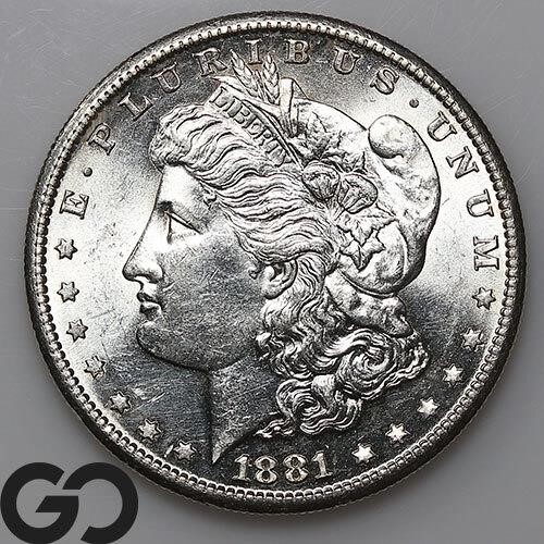 1881-S Morgan Silver Dollar, Near Gem BU Bid: 81