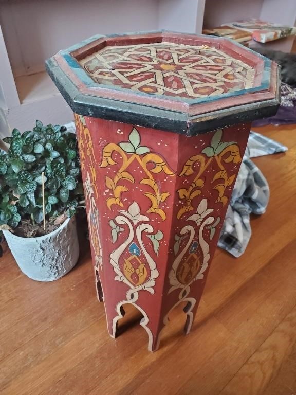 Moroccan Hexagonal Hand Painted Plant Stand