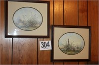 Two Framed Burton Dye Prints 14 x 16