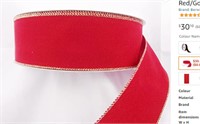 Berwick  Holiday Red/Gold Velvet Ribbon