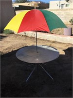 Retro Solid Aluminum Patio Table W/Umbrella
