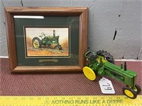 Framed JD B Print & Tractor