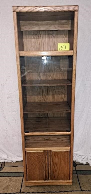 oak lighted display w/glass doors