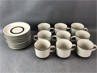 9 Sets Freezer to Oven Stoneware Mugs & Saucers