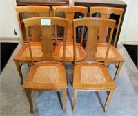 Set of five oak Buffalo Chair Works T-back dining
