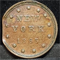 1863 New York Civil War Token Clipped