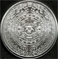 1 Troy Oz .999 Silver Aztec Calendar Round BU