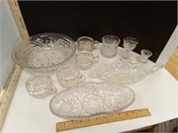 Assorted Pressed Glass Dishes, Cups, Bowl & More