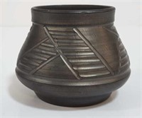 Small Signed Black Clay 2.5" Tall Artisian Pottery