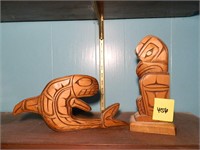 Carved Whale & Raven by Ben Campbell