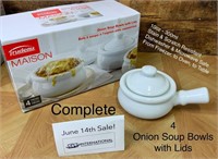 Set of 4 Onion Soup Bowls w. Lids
