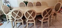 Blonde wood table with 8 chairs Approx 44 x 78 x