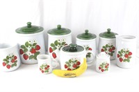 Vtg. McCoy "Strawberries" Kitchen Canister Set