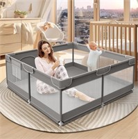 $60  XVISHX Baby Playpen 50x50 Inch, Grey