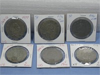Six Mexico Cinco Peso Coins