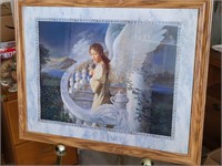 1996 Edward Tadiello Guardian Angel Framed Art