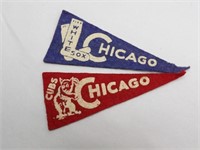 (2) 4" Vintage Felt Pennants: Chicago Cubs Sox