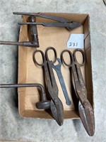 Metal shears and brace and bit