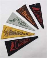 (5) 4" Vintage Felt Pennants: St. Louis Browns
