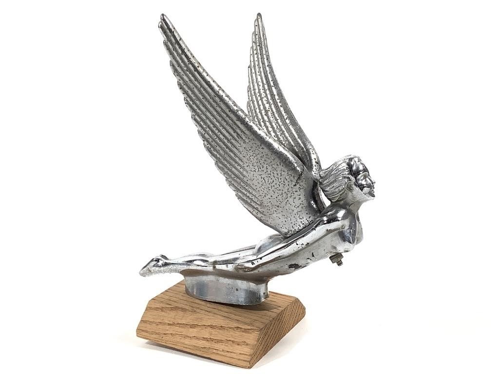 Chromed Winged Female Nude Hood Ornament