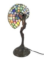 Stained Glass Nautilus Shell, Mermaid Bronze Lamp