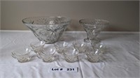 VINTAGE PUNCH BOWL, FRUIT BOWL, AND PUNCH CUPS AND