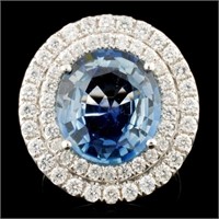 18K Gold 6.74ct Sapphire & 1.31ctw Diamond Ring