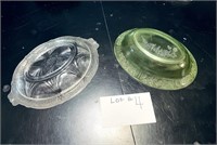 Jeanette Uranium Glass Serving Bowls