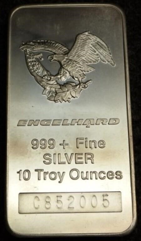 Engelhard 10 Troy oz. Silver Bar / Bullion
