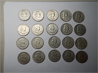 Roll of 20 1951-S franklin Half Dollars 90% Silver