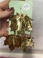 Gold Electroplate Over Leaves Earrings/Pendant