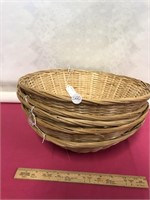 Set of 5 Large Woven Vintage Bowls / Baskets