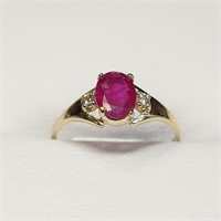 $1900 10K  Ruby(0.8ct) Diamond(0.07ct) Ring