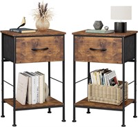 2x WLIVE Nightstand, 25 H, Rustic Brown