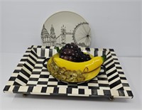 Footed Tray, Royal Stafford Plate and Glass Fruit