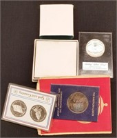 1000 Grain Sterling Bar; 2 F.M. Sterling Medals;