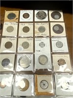 20 FOREIGN COINS, SOME SILVER, SOME VERY OLD